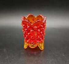Vintage Fenton Amberina Glass Hobnail Footed Toothpick Holder Cadmium UV Glow picture