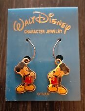 Disney Mickey Mouse Earrings Pierced Dangle Gold Tone Mickey Pointing to Himself picture