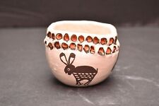 ATQ Acoma Pueblo Native American Indian Rabbit Pottery Pictorial Pot Bowl VTG picture