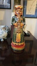 Beautifull Hand Carved Wooden Polychrome Indian Gangaur Musician. 1 Foot Tall picture