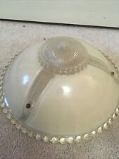 Vintage Small Pressed Glass Lamp Shade~Clear~Beige~Candle Wick 10 1/2