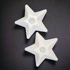 Vintage Ribbed Milk Glass Star Candle Holders Mid Century Modern MCM Retro  picture