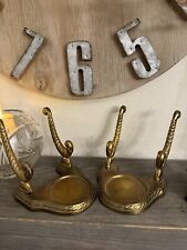 2 Vtg Tea Cup Saucer Display Holder Ornate  Brass Matching Hollywood Regency picture