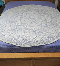 Vintage Madeira Ecru Lace Round Tablecloth 74