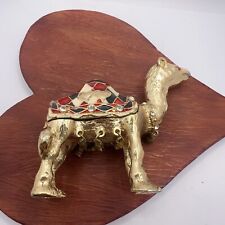 Vintage Monet? Stand Up Metal Animals Camel Trinket Box-in Gold Tone picture