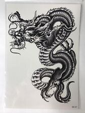 Mythical Creature Black & White Monster Chinese Dragon 8 Inch Tattoo picture