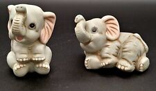 Pair Of Vintage Homco Ceramic  Baby Elephant Figurines picture