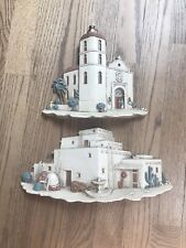 1993 BURWOOD PLASTIC WALL HANGING SOUTHWESTERN PUEBLO & CHURCH Mexican picture