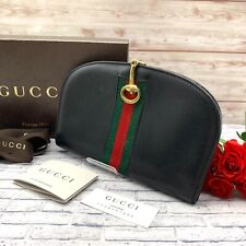 GUCCI Old Gucci Sherry Line Leather Wallet Black from JAPAN picture