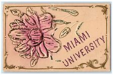 Miami Florida FL Postcard Miami University Greetings c1910's Embossed Flowers picture