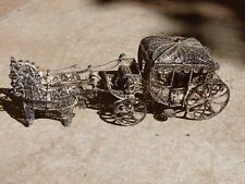 Vintage Silver Filigree Horses and Carriage detailed royalty picture