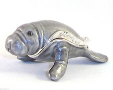 Mandy the Manatee Pewter Bejeweled Hinged Miniature Trinket Box Kingspoint  picture