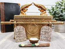 Matte Gold Holy Ark of the Covenant with Ten Commandments Rod of Aaron and Manna picture