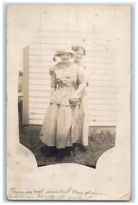 1913 Pretty Girls Clinton Missouri MO RPPC Photo Posted Antique Postcard picture