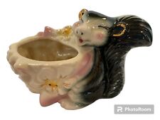 Vintage Kitschy Flower Skunk Ceramic Planter Anthropomorphic Smiling picture