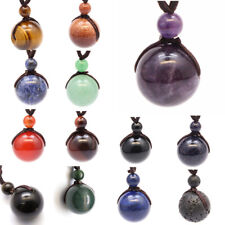 Natural Crystal Round Beads Balls Chakra Quartz Necklace Pendant Healing Reiki picture