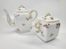 Charles Field Haviland Tea Pot Canister White Pink CFH/GDM picture