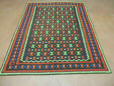 4' X 5' Vintage Handmade South American Kilim Flat Weave Blanket Rug Colorful picture