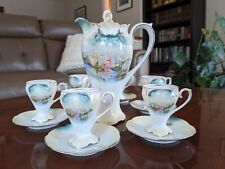  Antique RS Prussia Chocolate Tea Set, floral (Lilies) complete set with  6 cups picture