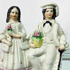 Antique Vintage 19th Century Staffordshire Figurine Of Couple Decortive Statue picture
