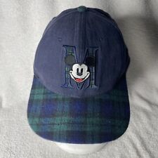 Vintage The Disney Store Mickey Mouse Blue Plaid Advertising  Strapback Hat picture