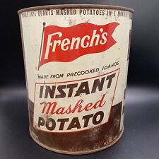 Vintage French’s Instant Mashed Potato Metal Tin Can Sign Idaho Mustard Ad Litho picture