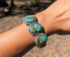 Navajo Cuff Royston Turquoise Bracelet Heavy Sterling Signed Elvira Bill Sz 7.25 picture
