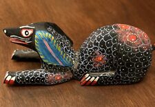 Vtg DOG Alebrije Oaxacan Wood Carving Folk Art  Mexico  5”+tail 5” picture
