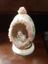 Irish Dresden Easter Egg Rabbits, Bunnies Shamrock Gold Trim Pink Detail picture