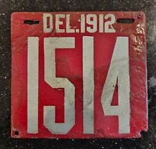 1912 Delaware DEL DE Porcelain License Plate Car Tag Vehicle Registration Auto picture