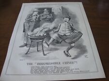 RARE 1888 Original POLITICAL CARTOON - John Bull UNCLE SAM w DANCING CHINAMAN picture