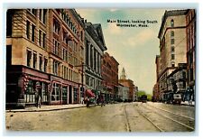 1911 Main Street Looking South, Worcester Massachusetts MA Antique Postcard picture