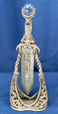 Denicolo Sunglo Designs Sword & Display Pewter Figure, Swarovski Crystals 1994 picture