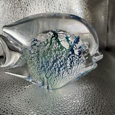 Marcolin Sweden Art Glass Fish With Silver Flecks, Reflects Blue/Green picture