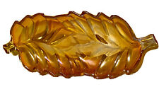 Vintage Jeannette Double Leaf Iridescent Carnival Marigold Candy Art Deco Dish picture