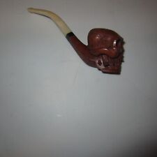 BRIER HIGH CLASS SKELETON FACE  PIPE HAND CARVED MAY HAVE SILVER BAND READ picture