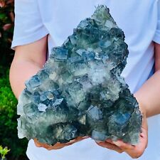 6.82LB Natural Transparent Green Cube Fluorite Mineral Crystal Specimen picture