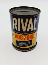 Vintage Rival Dog Food Metal Can Coin Bank 2.75