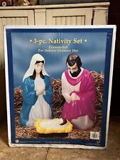 Vintage Blow Mold Christmas Nativity Set of 3 General Foam NOS Large 28” picture
