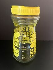 Vintage Yellow Lemons LEMONADE GLASS JUICE JAR Carafe Jug Pitcher with POUR LID picture
