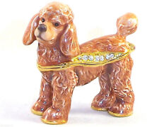 Regal Poodle Dog Pewter Bejeweled Hinged Miniature Trinket Box Kingspoint  picture