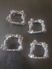 Wanda Scruby GRAPE VINE Pewter Napkin Ring Holder Figurine Set of 4 picture