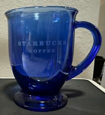 STARBUCKS - Anchor Hocking Cobalt Blue Glass Pedestal Base 16oz Coffee Mug picture