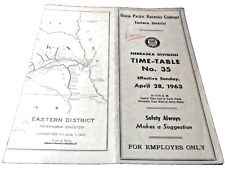 APRIL 1963 UNION PACIFIC NEBRASKA DIVISION EMPLOYEE TIMETABLE #35 picture