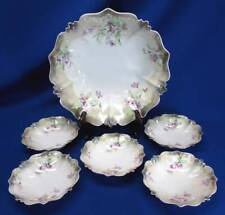 ANTIQUE RS PRUSSIA 6 PIECE BERRY SET IN VIOLETS PATTERN picture