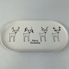 Cordon Bleu Christmas RUDY Reindeer Merry Christmas Ceramic Oval Platter picture