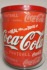 Vintage Coca Cola Popcorn Tin Football Coke Collectible Red Houston Harvest picture