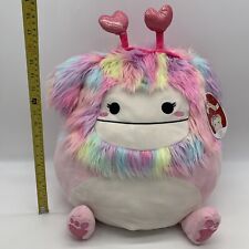 Squishmallow Dobrilla Bigfoot Yeti Pink Valentines Day Hearts Rainbow Plush 18