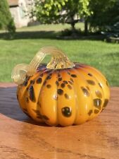 ~GORGEOUS ~ Orange Pumpkin ~ Art Glass ~ Hand Blown  Halloween or Fall Decor picture