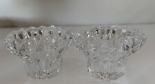 Vtg Pair (2) Lead Crystal Clear Glass Candleholders for tapered Dinner candles. picture